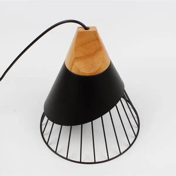 Pendant Light Cone Cage with Wood Top | Kitchen