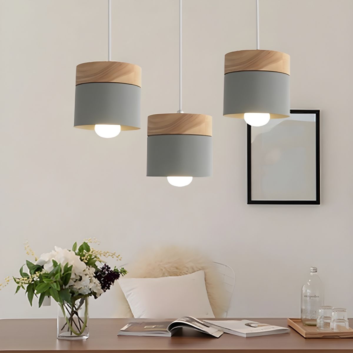 Pendant Light for Dining & Kitchen Room | Wood Top
