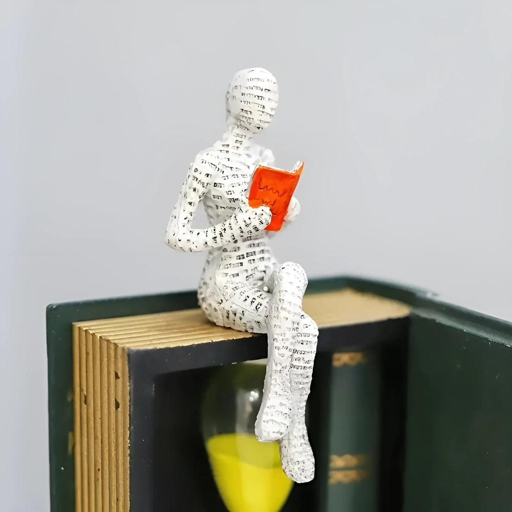 Reading Woman Statue with Book Accent | Shelf Decor