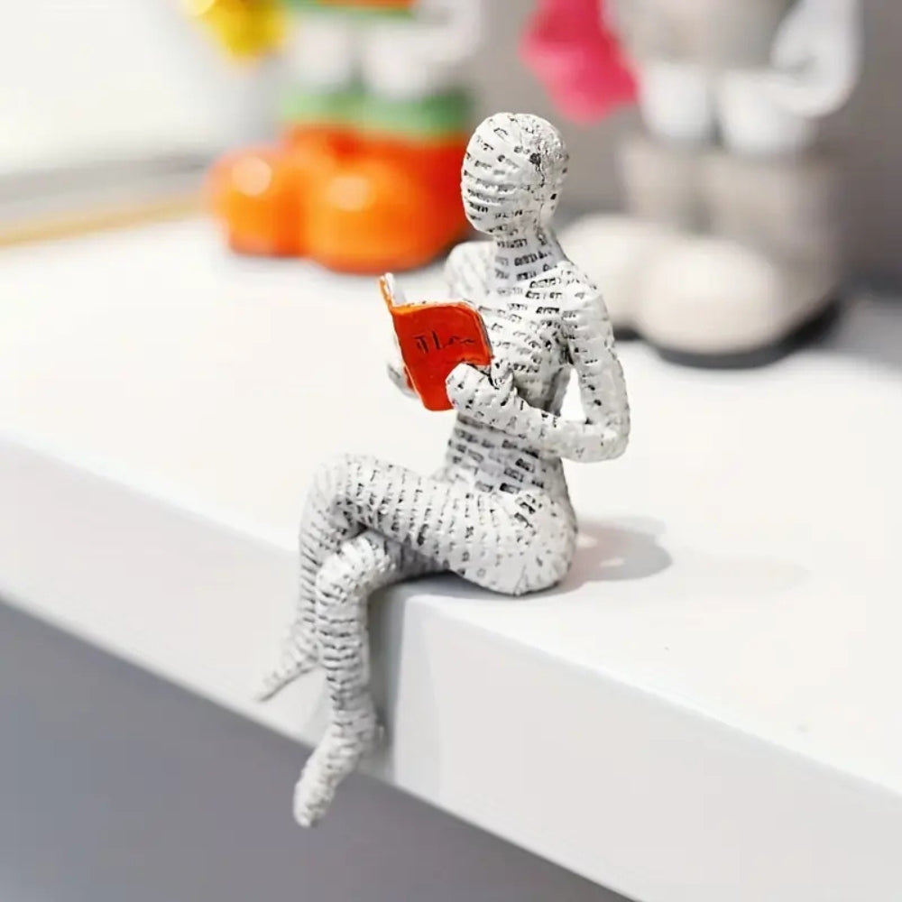 Reading Woman Statue with Book Accent | Shelf Decor