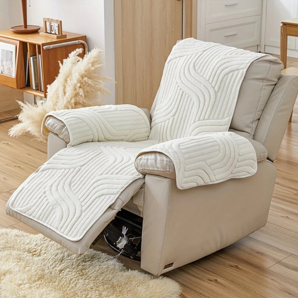 Recliner Sofa Covers Quilted Wave with Armrests | Non-Slip