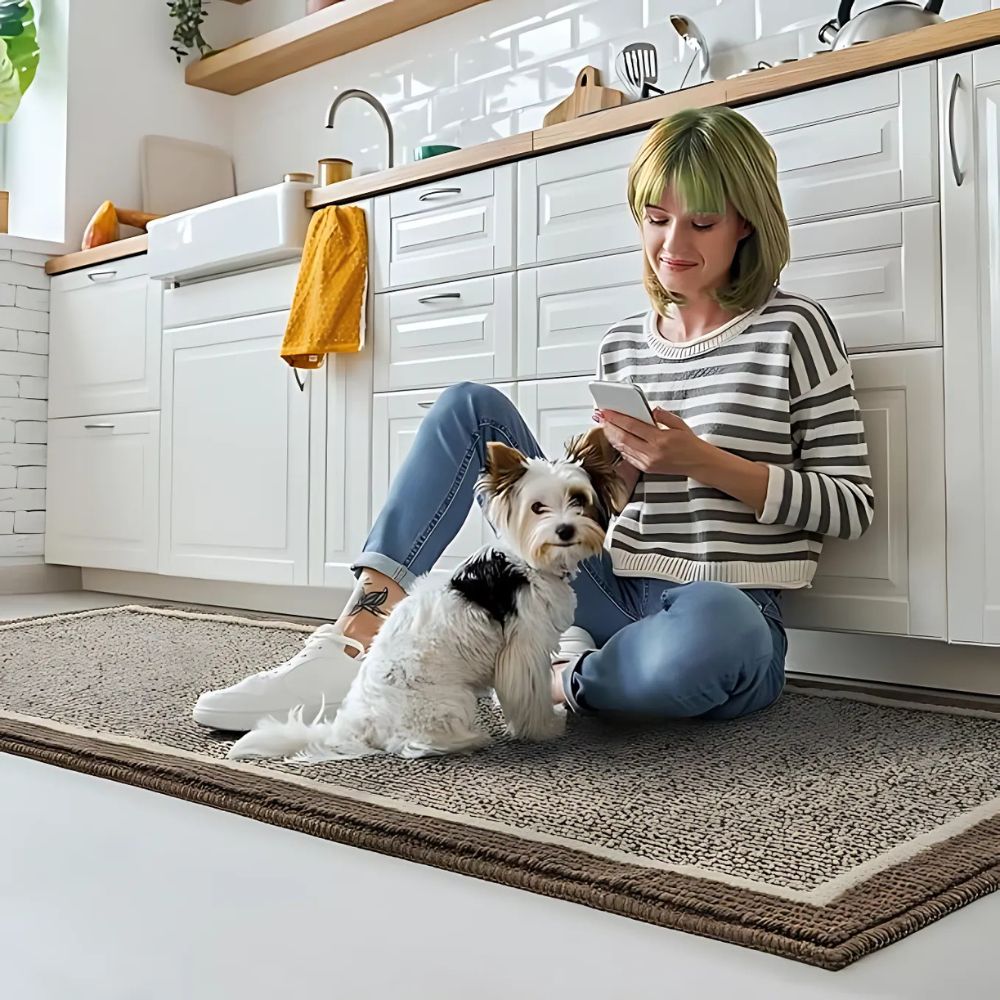 Rectangular Kitchen Mat with Bordered Design | Runner
