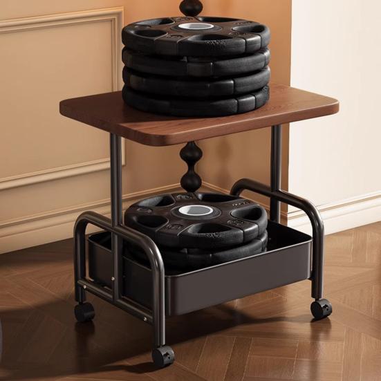Side Table Rolling with Storage Basket for Living Room | Wood