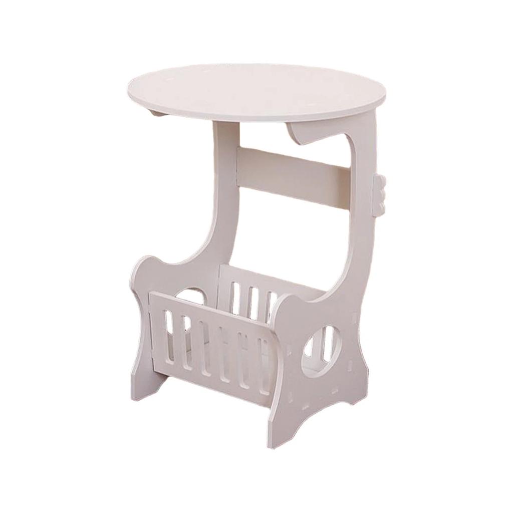 Side Table Round with Storage Basket for Living Room | Small