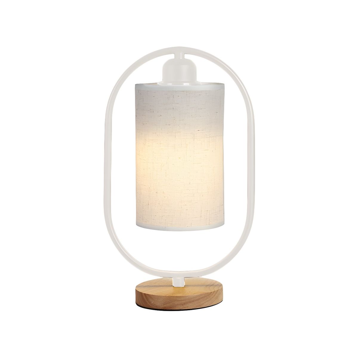 Table Lamp Oval Frame with Cloth Shade & Wooden Base | Bedside