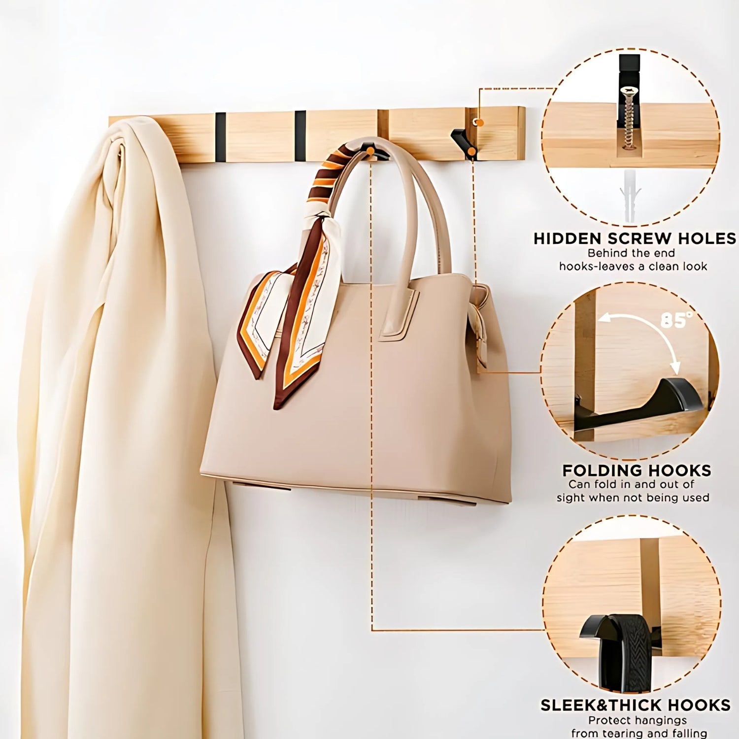 Wall Hook Rack with Multiple Hooks | Entryway
