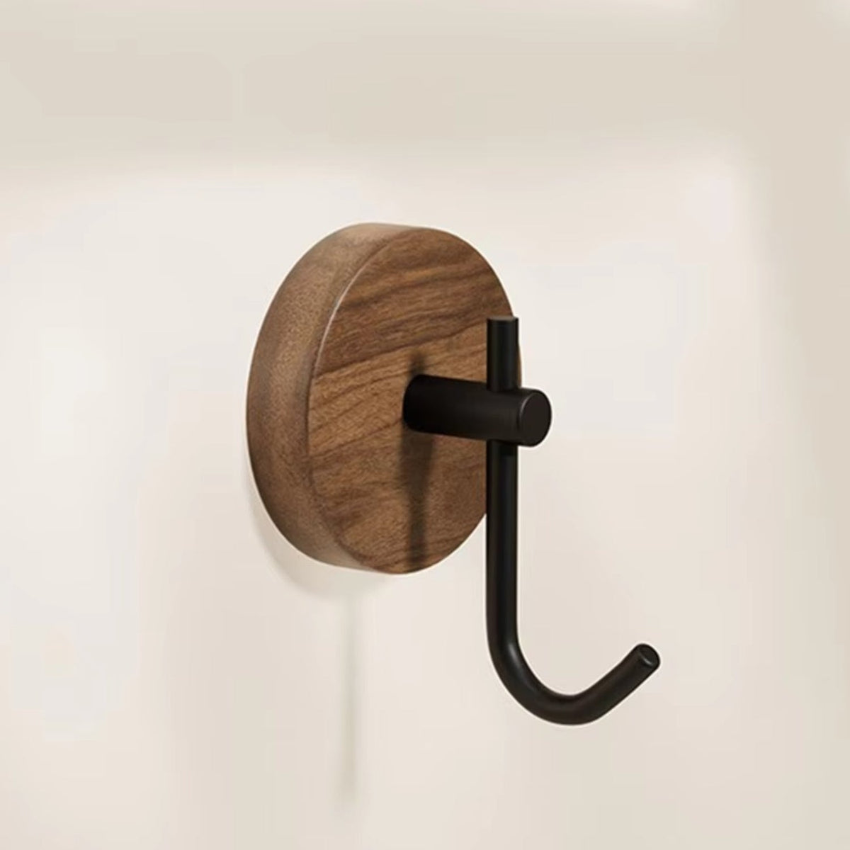 Wall Hook with Wood Base & Metal Hook | Single