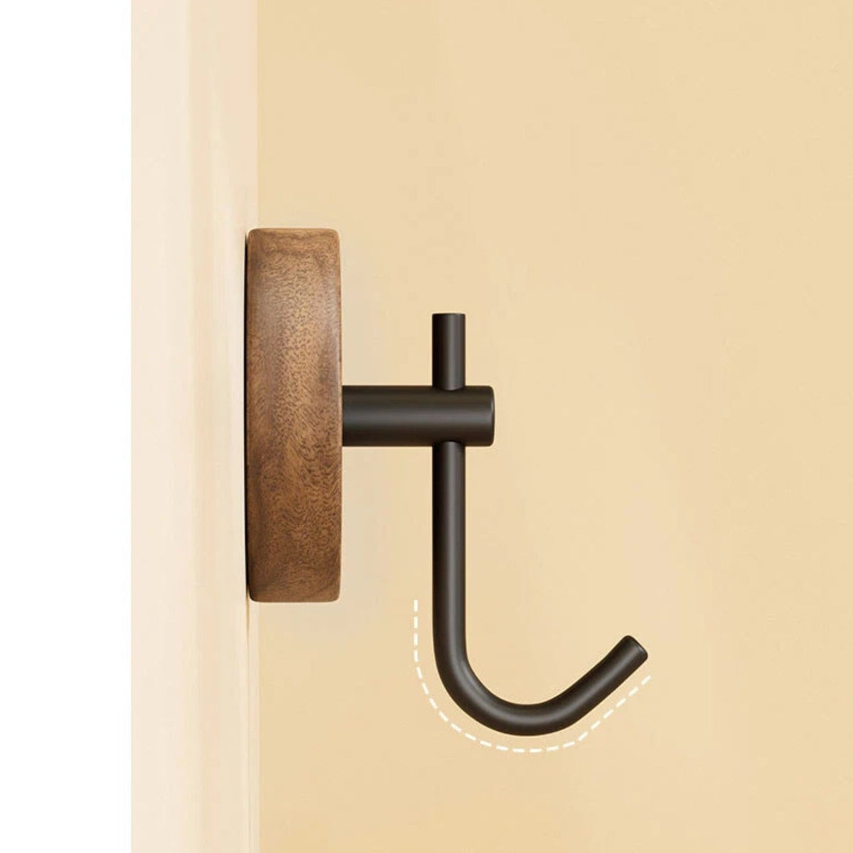 Wall Hook with Wood Base & Metal Hook | Single