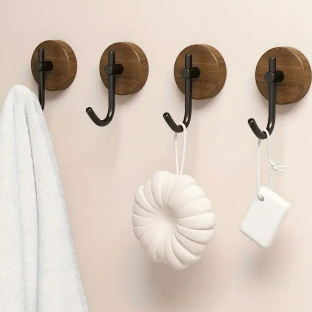 Wall Hook with Wood Base & Metal Hook | Single