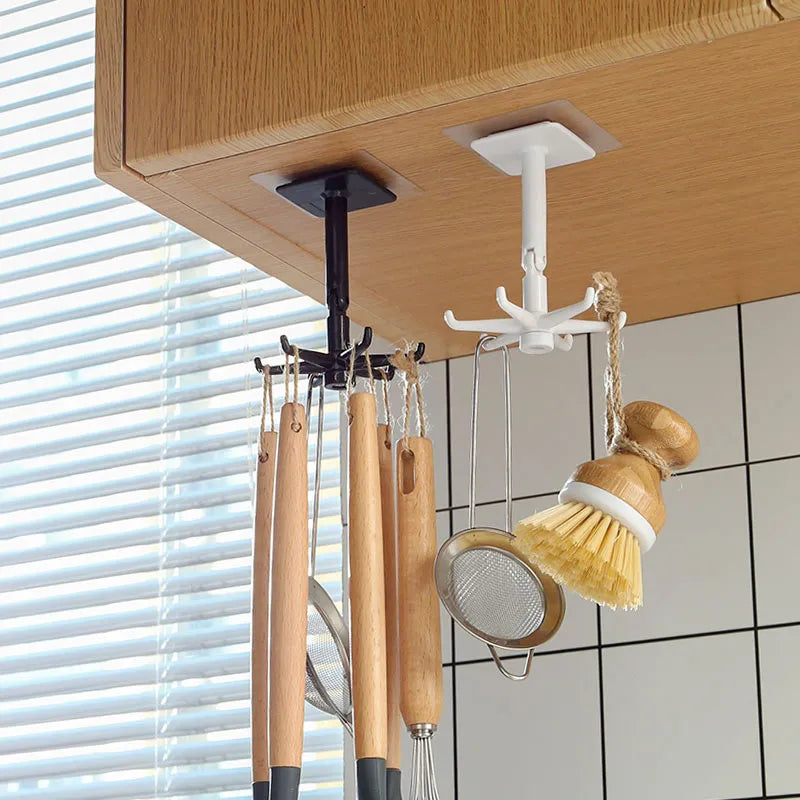 Wall Hooks Rotating Adhesive 6 Prong | Foldable Arms