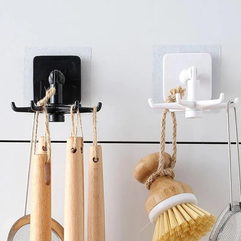 Wall Hooks Rotating Adhesive 6 Prong | Foldable Arms