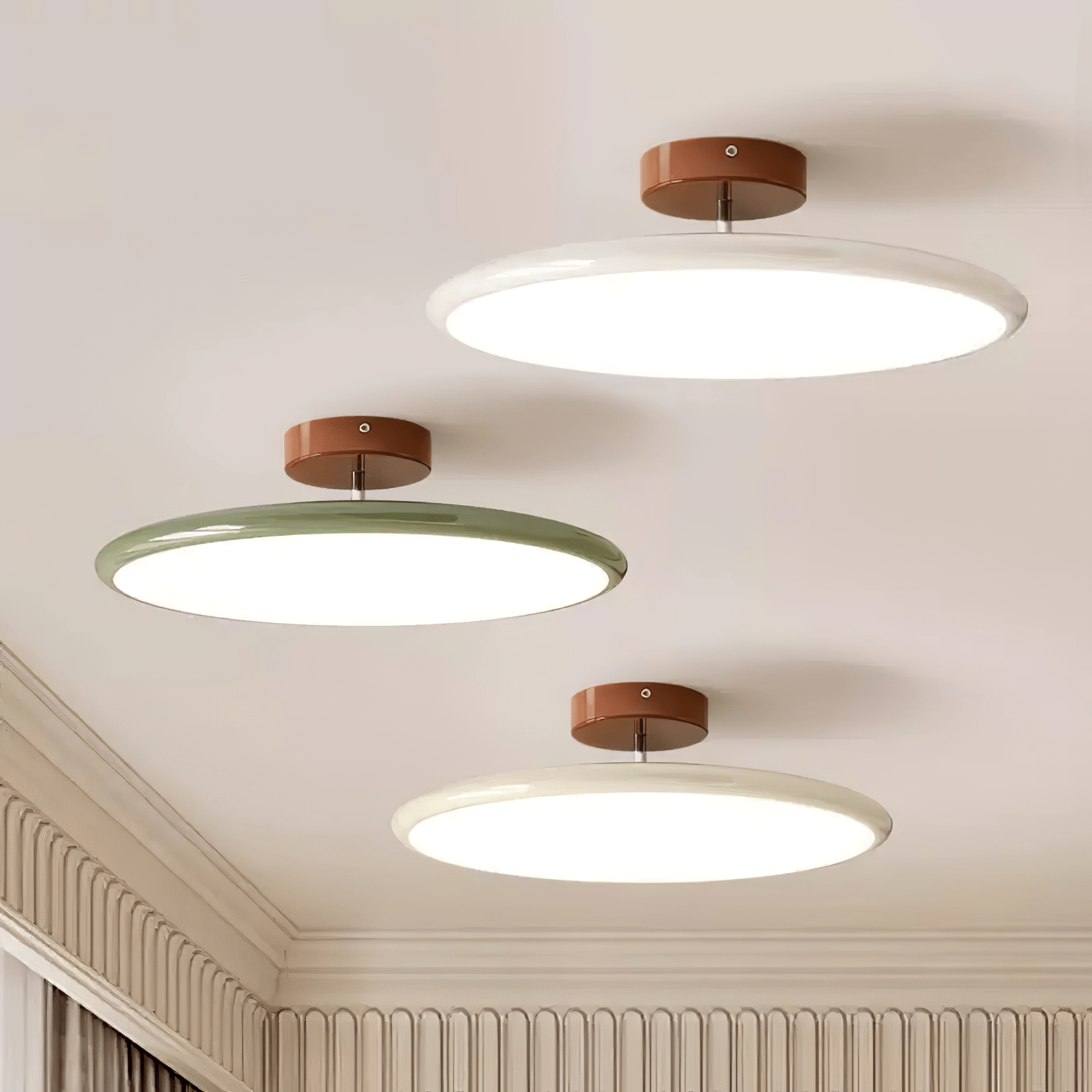 Ceiling Light LED Round Cream Disc Terracotta | Modern
