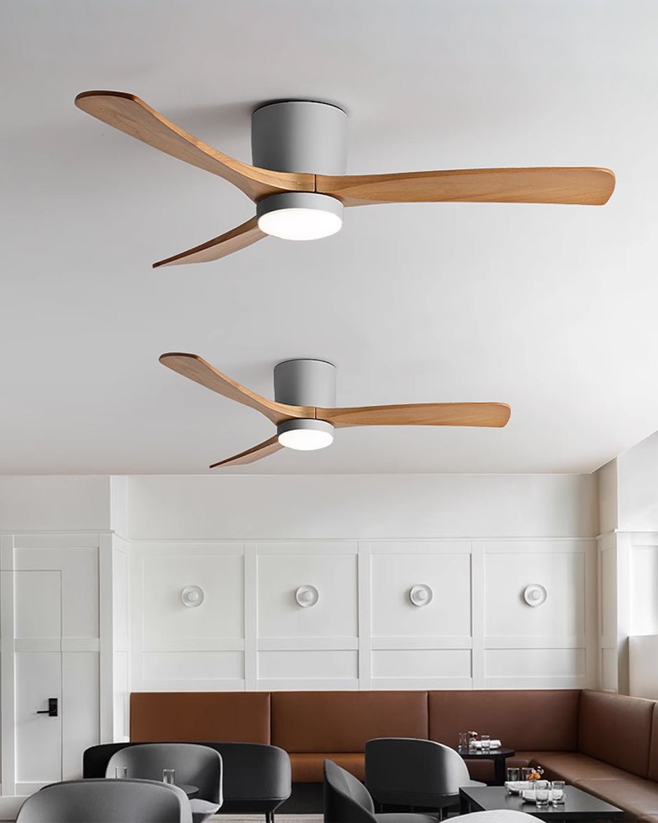 Ceiling Fan with Light 3-Blade Wood Remote | Flush Mount