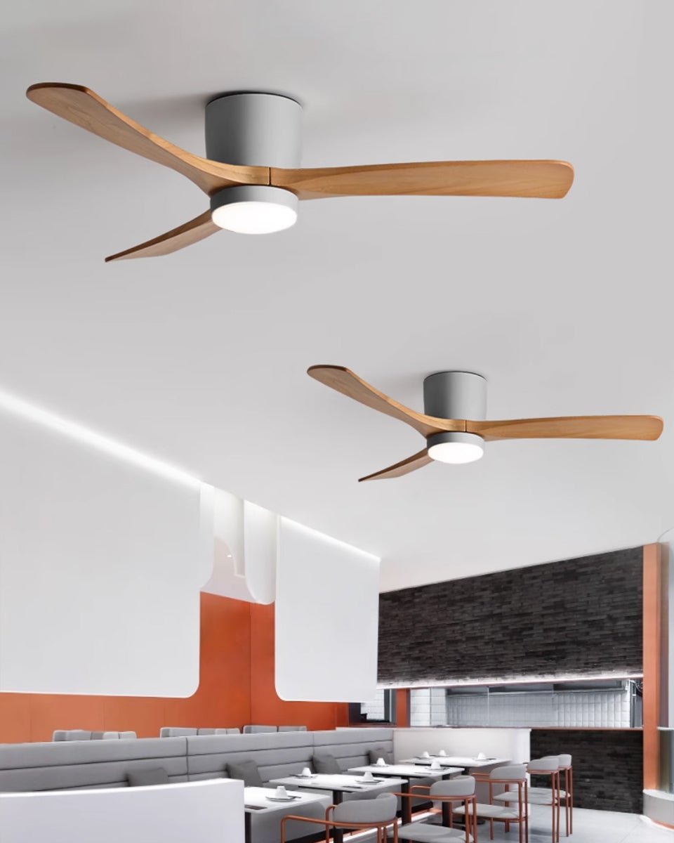Ceiling Fan with Light 3-Blade Wood Remote | Flush Mount