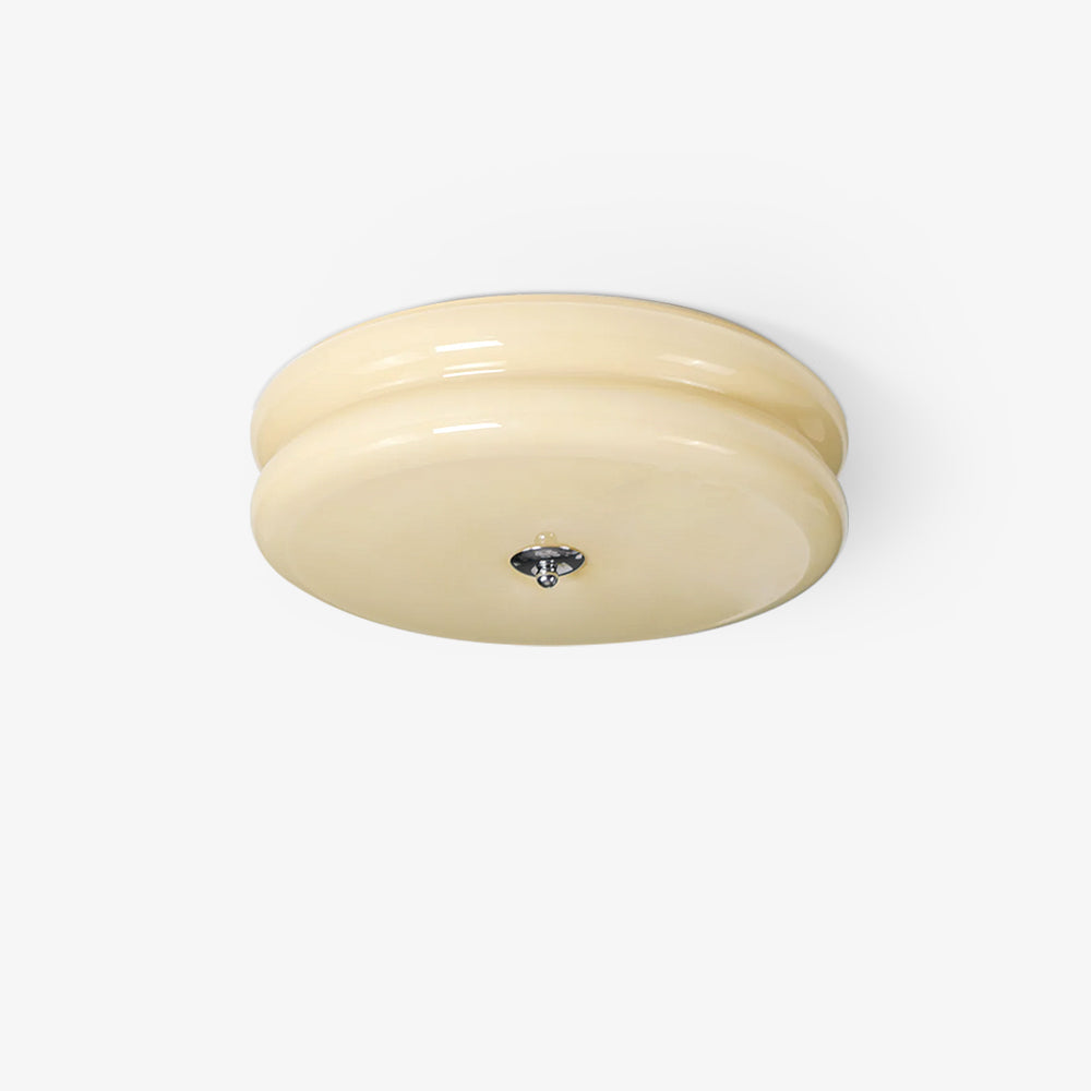 Flush Mount Ceiling Light Cream Glass Tiered | Retro