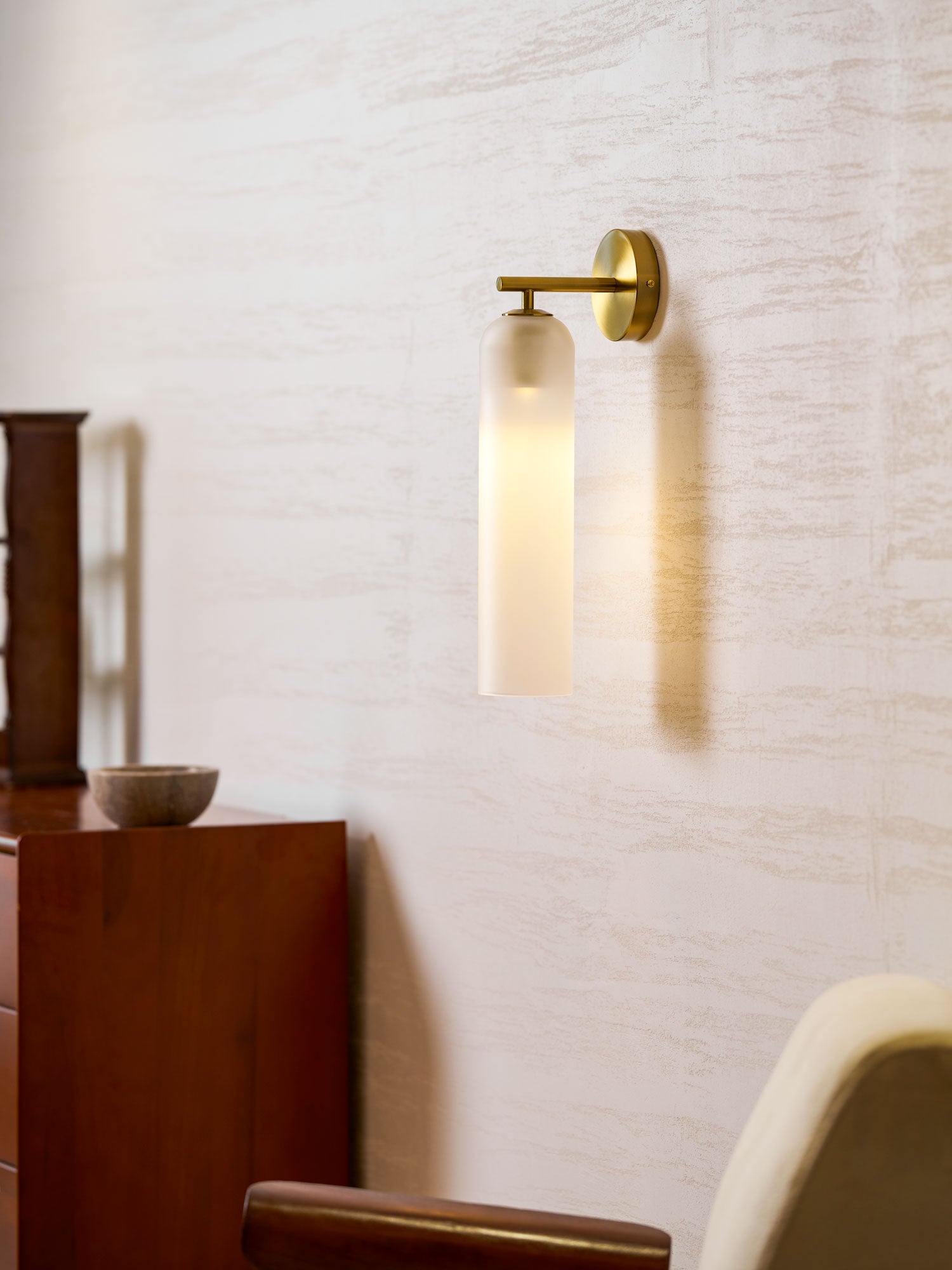 Wall Sconce Clear Glass Brass Cylinder | Modern