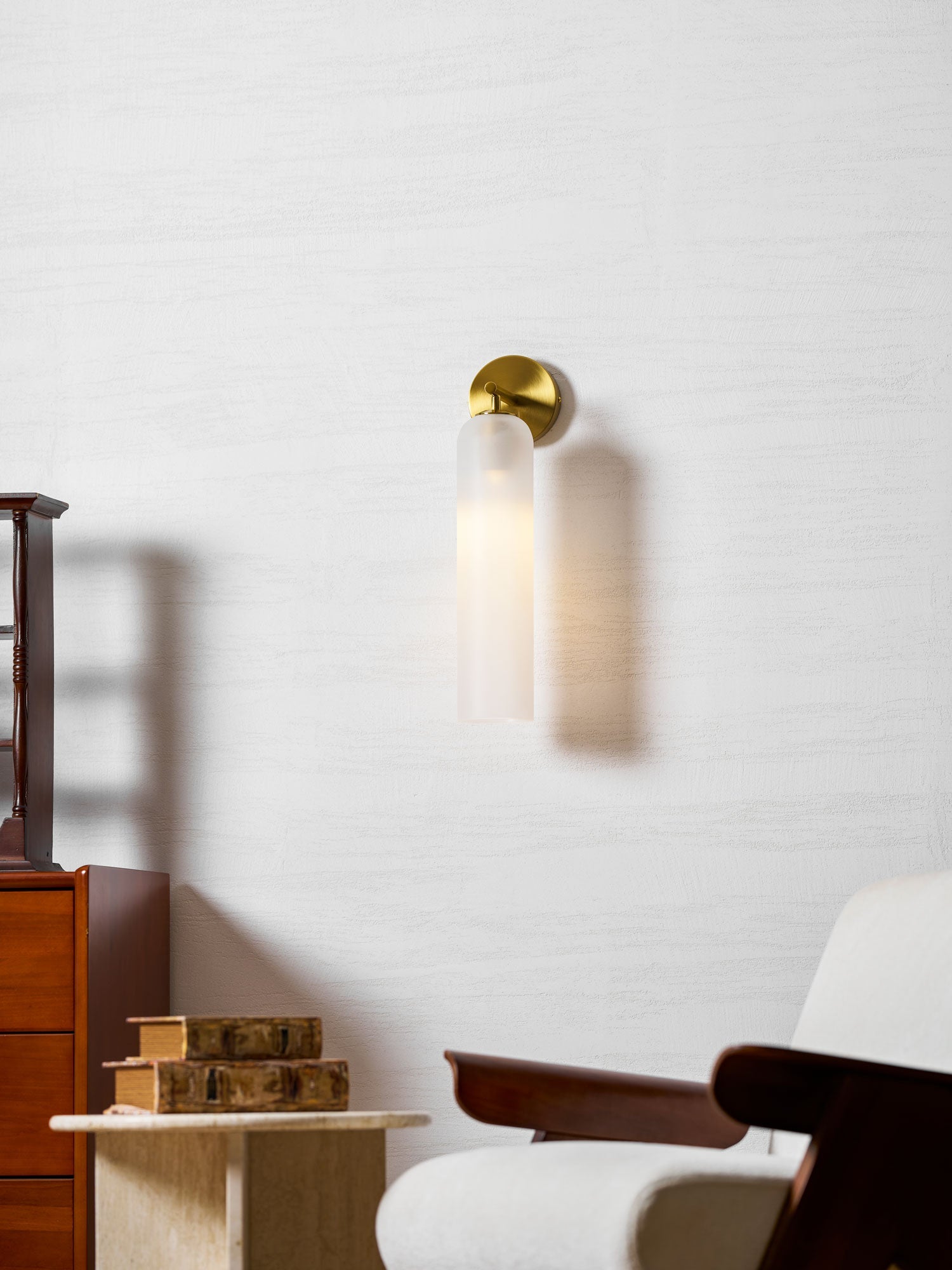 Wall Sconce Clear Glass Brass Cylinder | Modern