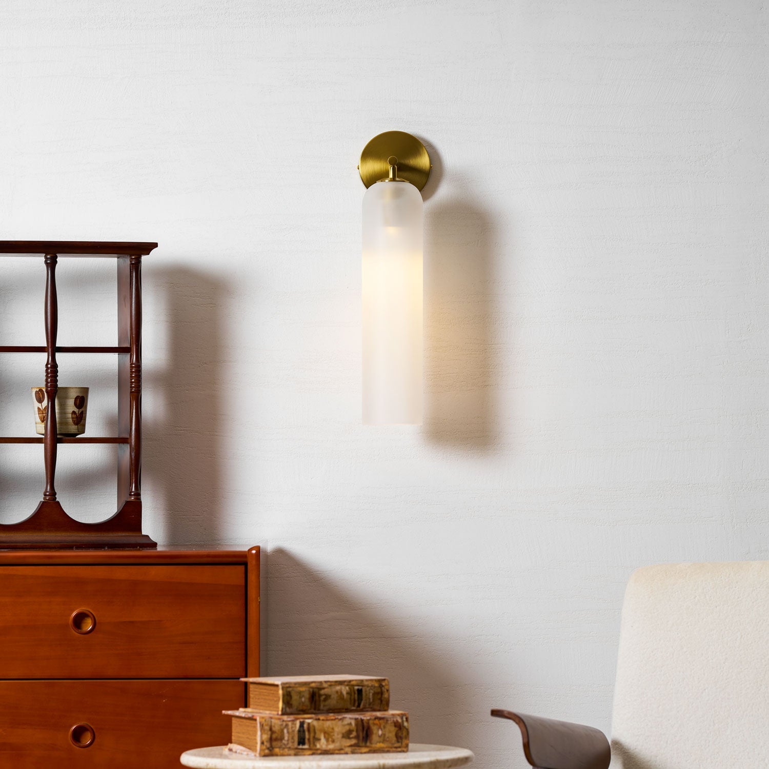 Wall Sconce Clear Glass Brass Cylinder | Modern