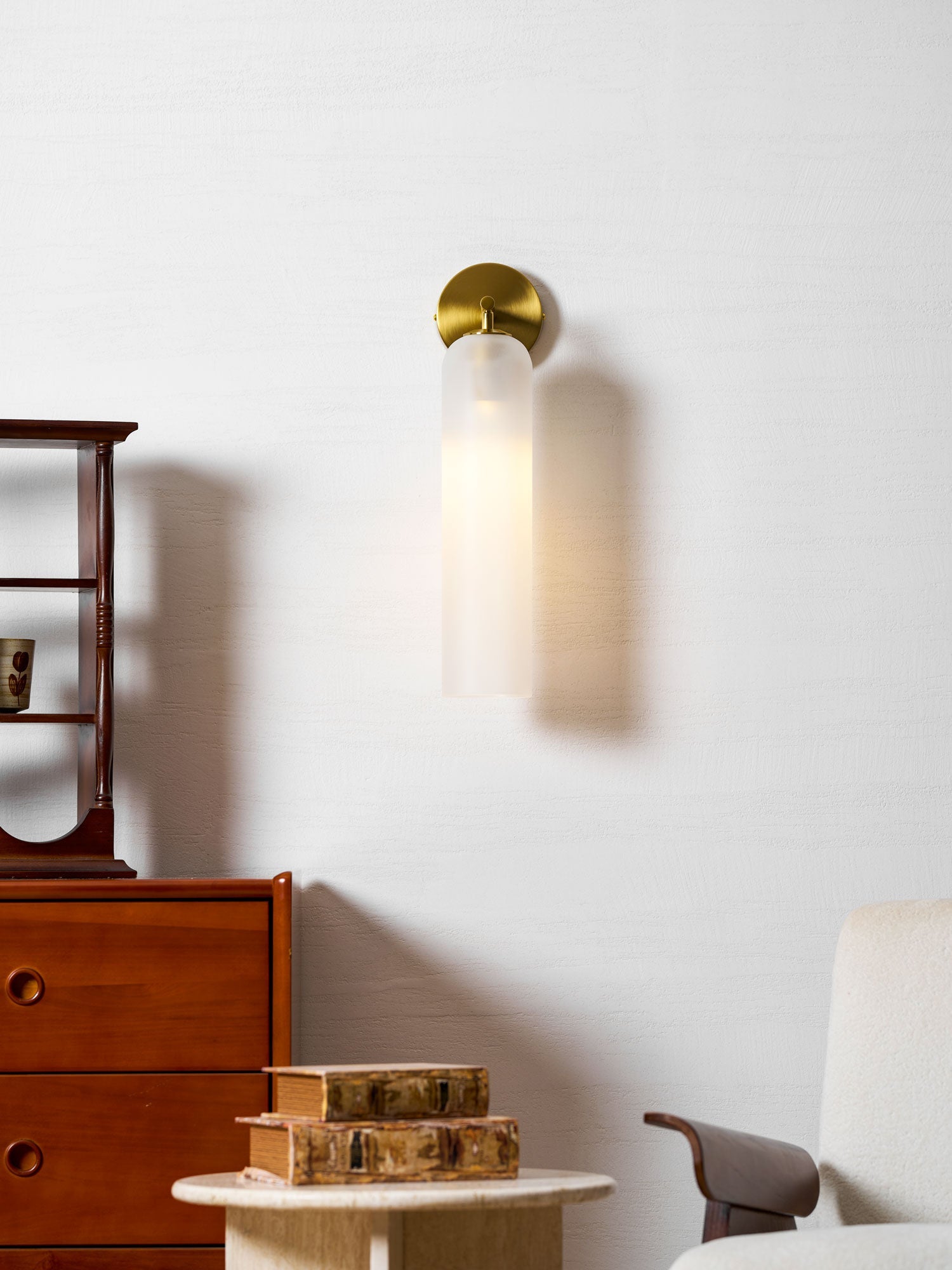 Wall Sconce Clear Glass Brass Cylinder | Modern