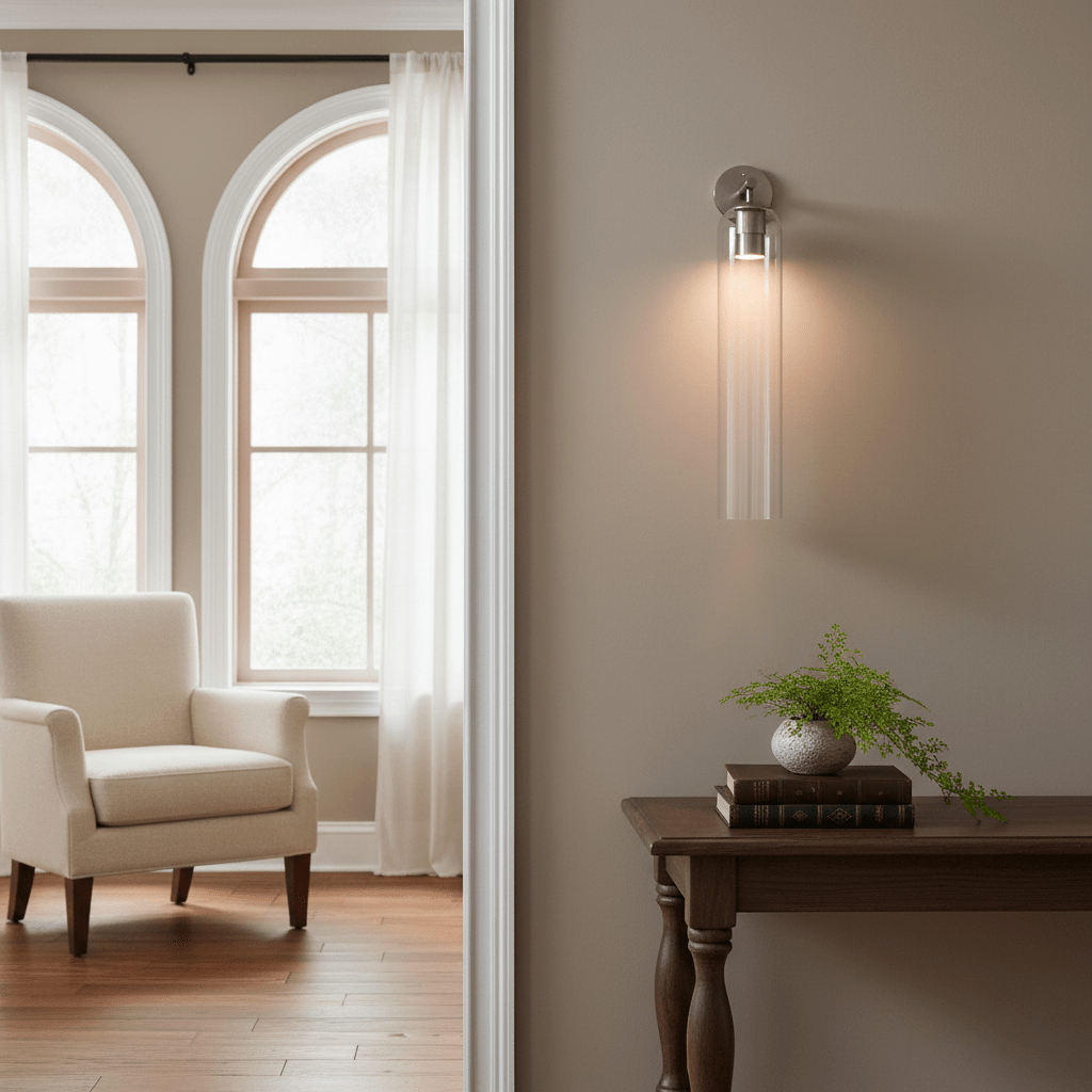 Wall Sconce Clear Glass Brass Cylinder | Modern