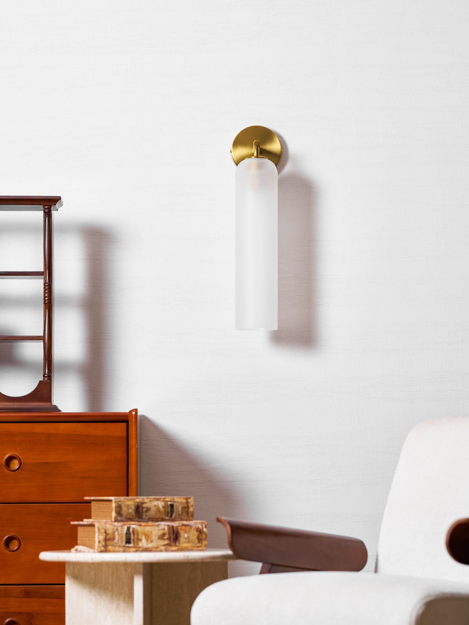 Wall Sconce Clear Glass Brass Cylinder | Modern