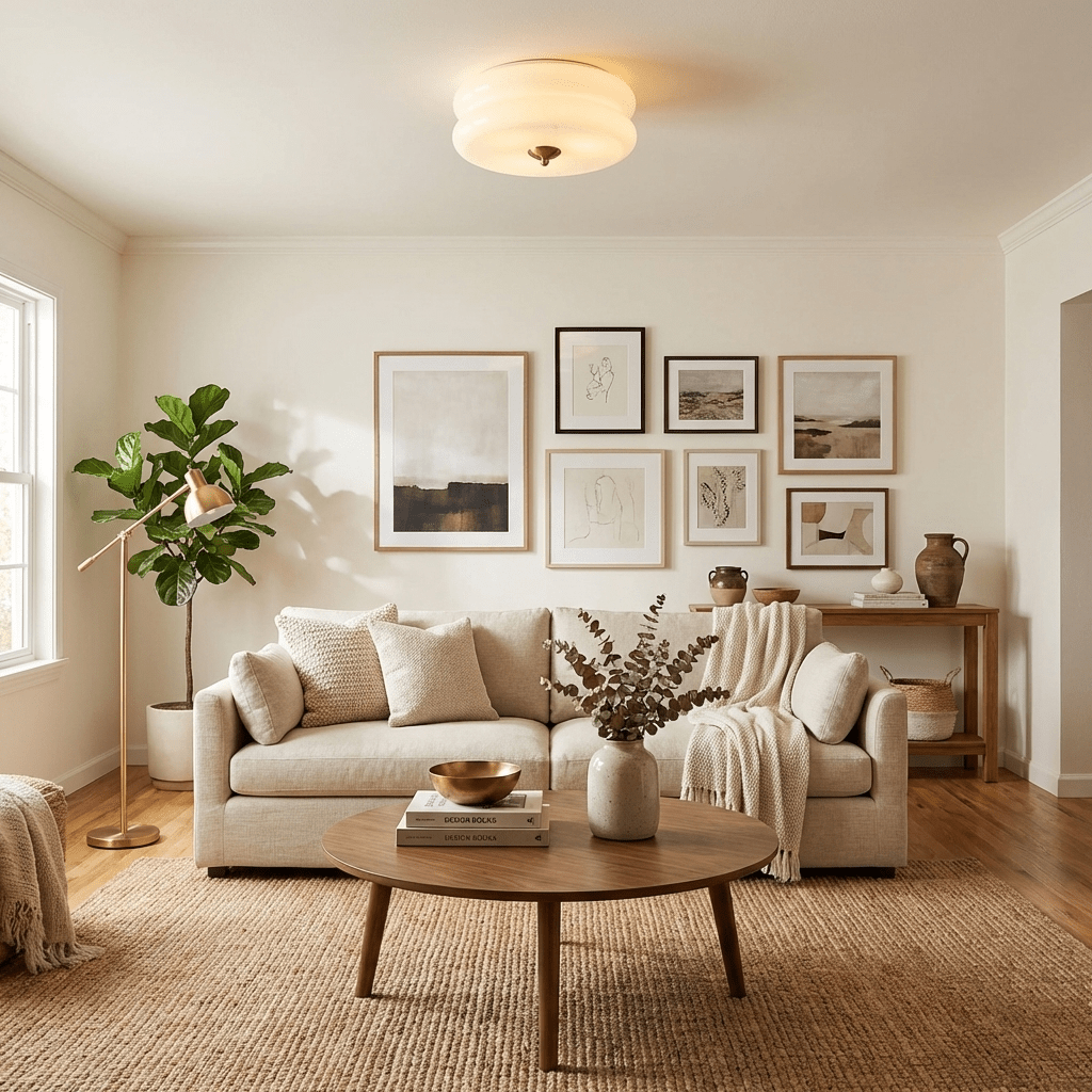 Flush Mount Ceiling Light Cream Glass Tiered | Retro