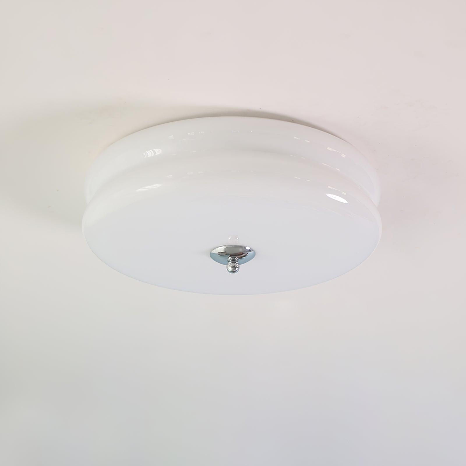 Flush Mount Ceiling Light Cream Glass Tiered | Retro