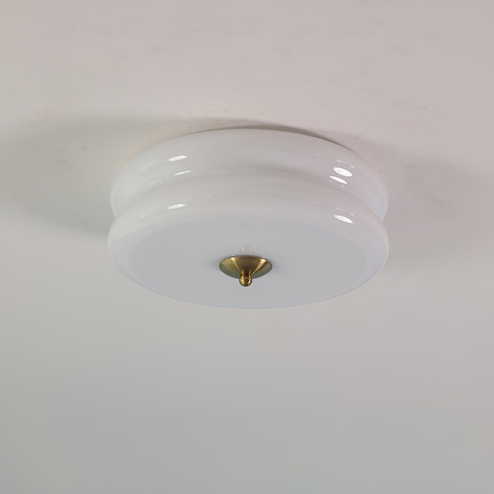 Flush Mount Ceiling Light Cream Glass Tiered | Retro