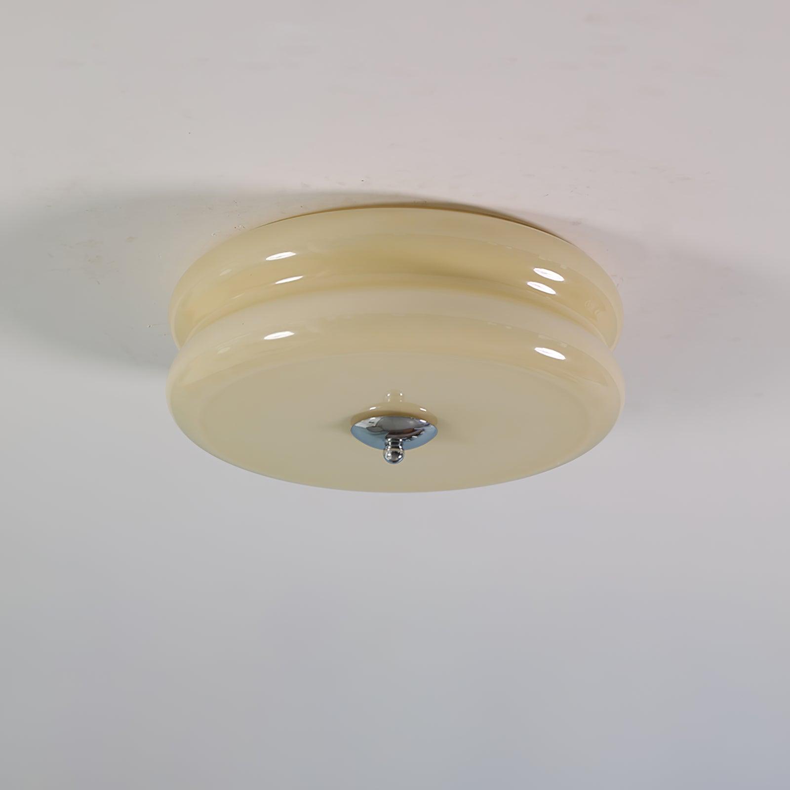 Flush Mount Ceiling Light Cream Glass Tiered | Retro