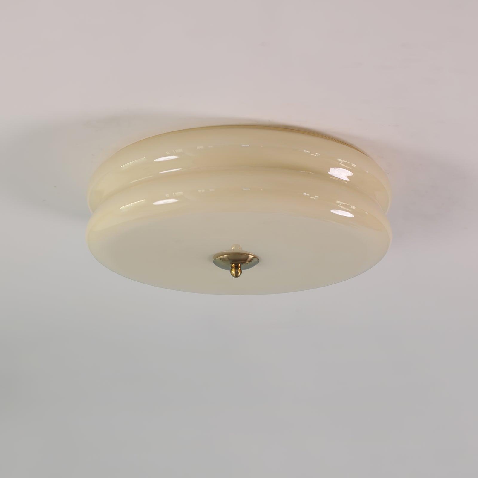 Flush Mount Ceiling Light Cream Glass Tiered | Retro