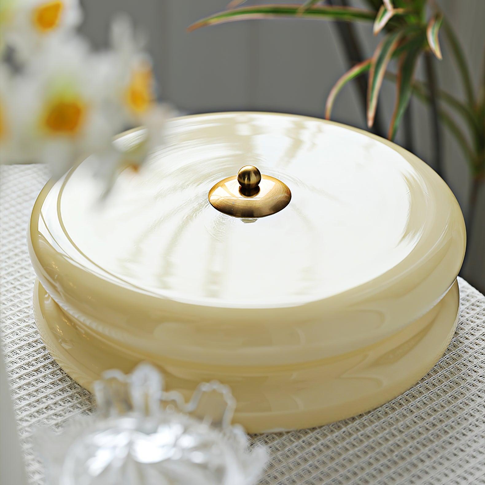 Flush Mount Ceiling Light Cream Glass Tiered | Retro