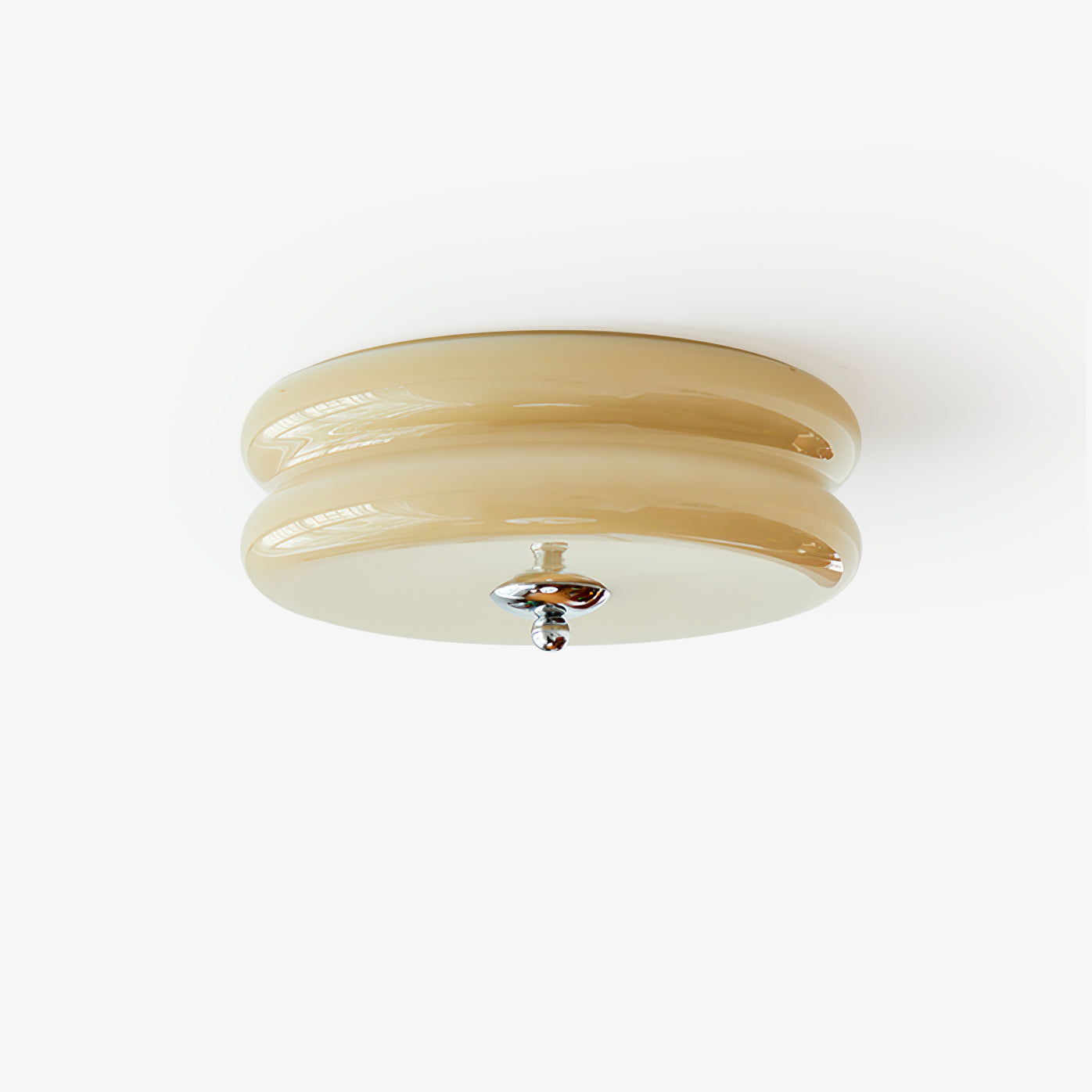 Flush Mount Ceiling Light Cream Glass Tiered | Retro