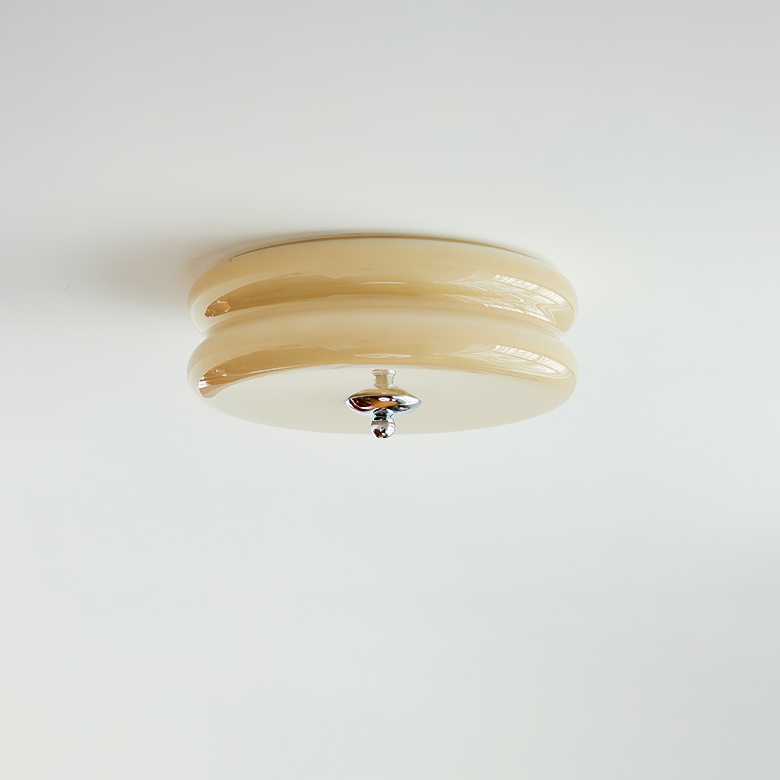 Flush Mount Ceiling Light Cream Glass Tiered | Retro
