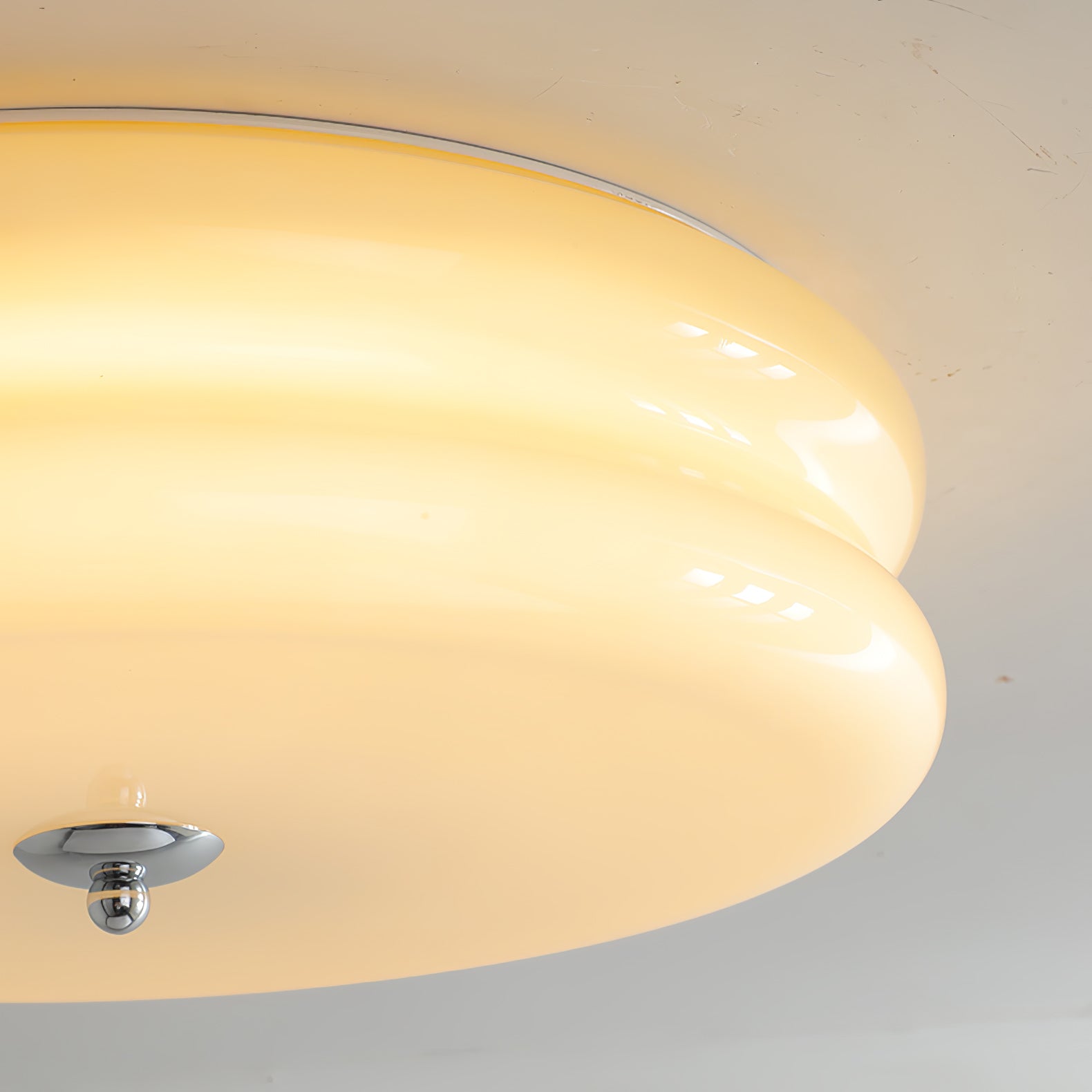 Flush Mount Ceiling Light Cream Glass Tiered | Retro