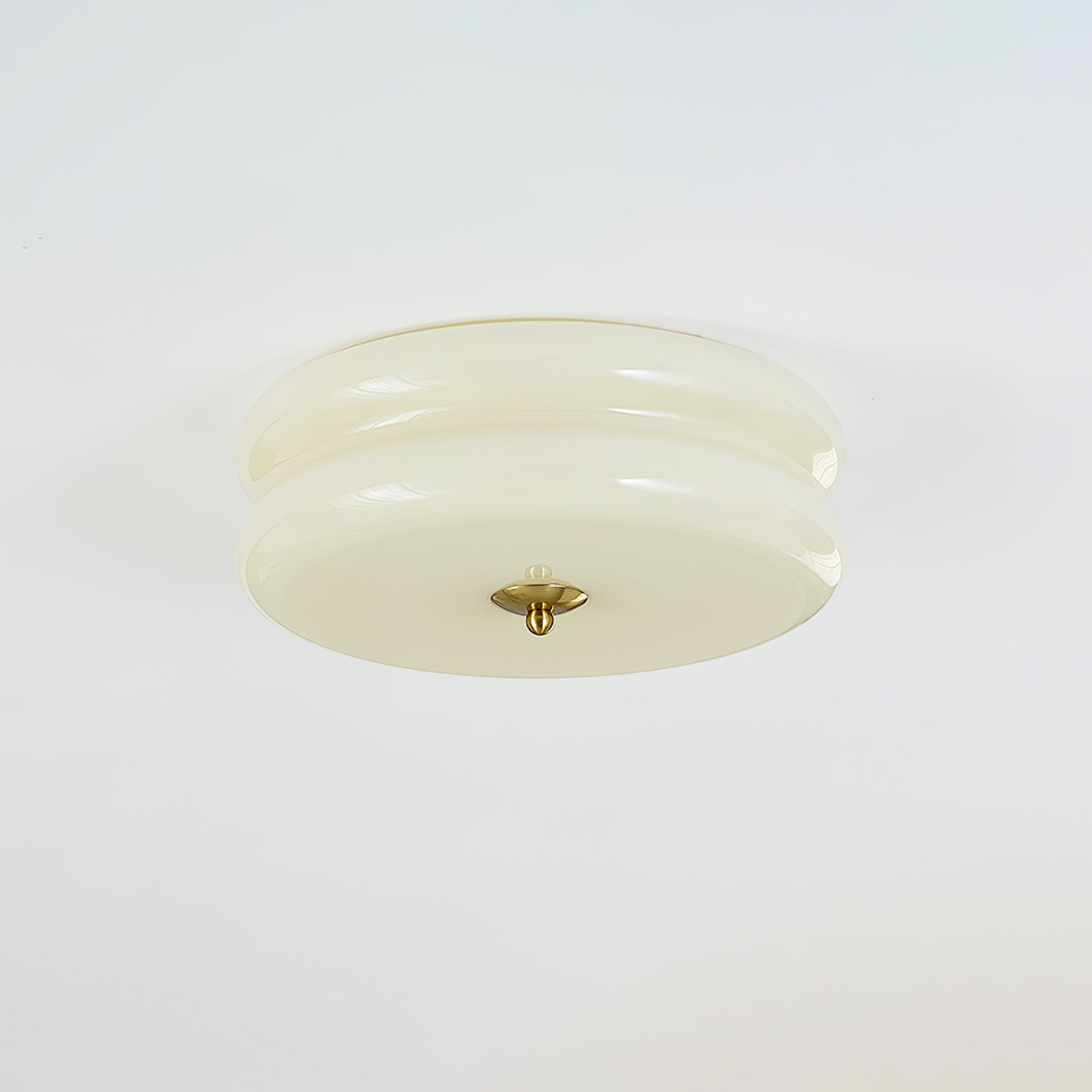 Flush Mount Ceiling Light Cream Glass Tiered | Retro