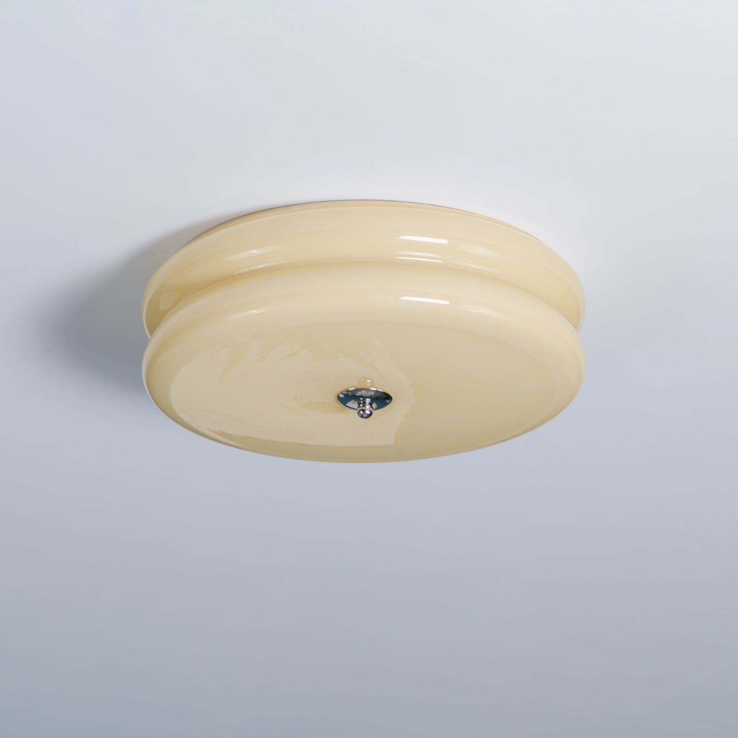 Flush Mount Ceiling Light Cream Glass Tiered | Retro