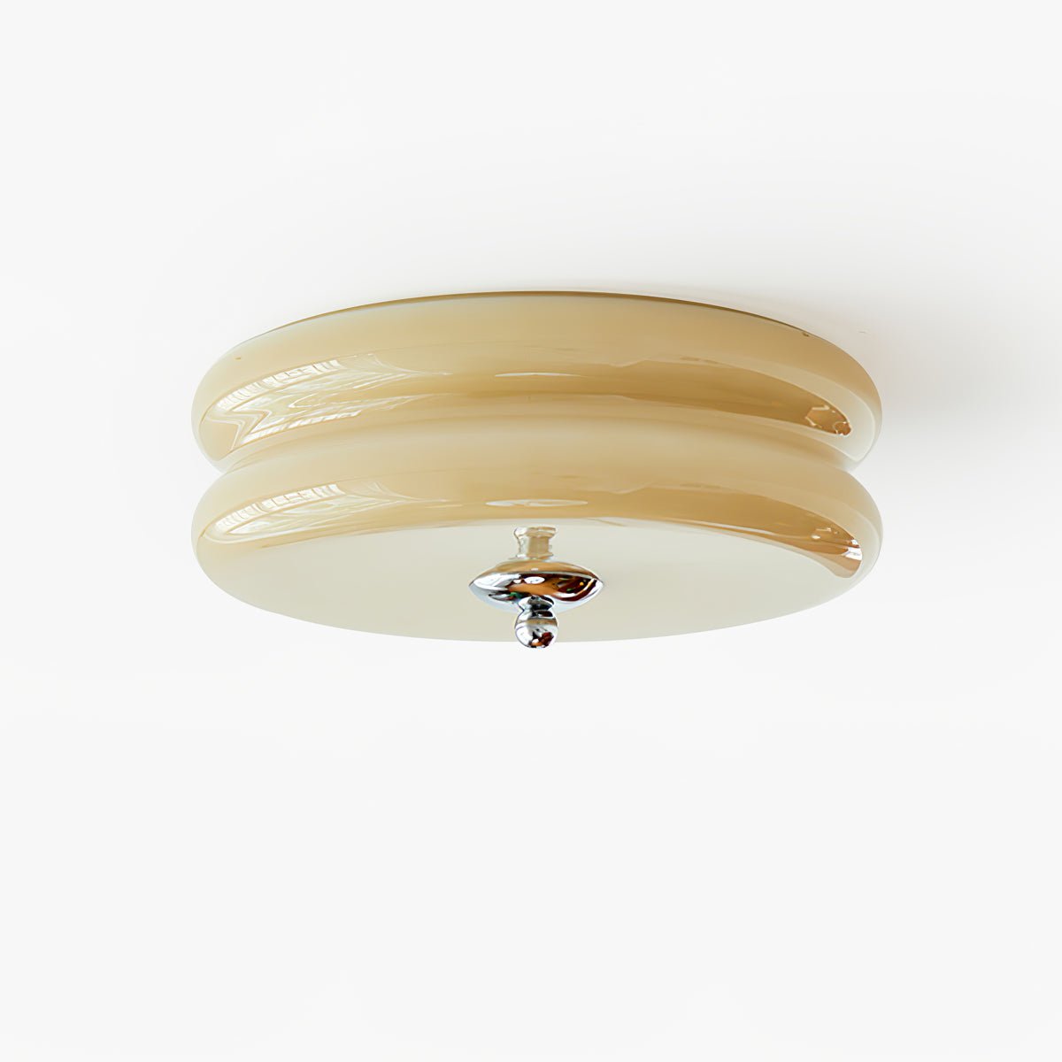 Flush Mount Ceiling Light Cream Glass Tiered | Retro