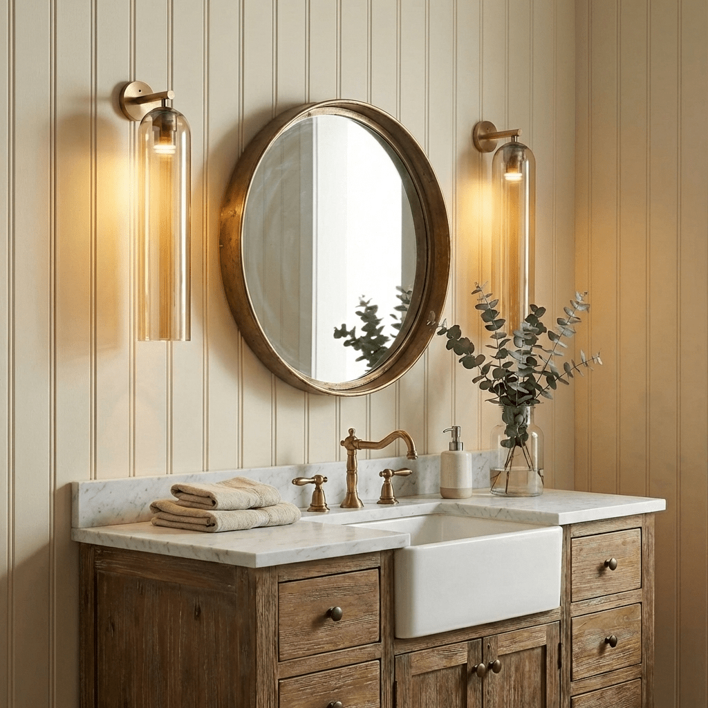 Wall Sconce Clear Glass Brass Cylinder | Modern