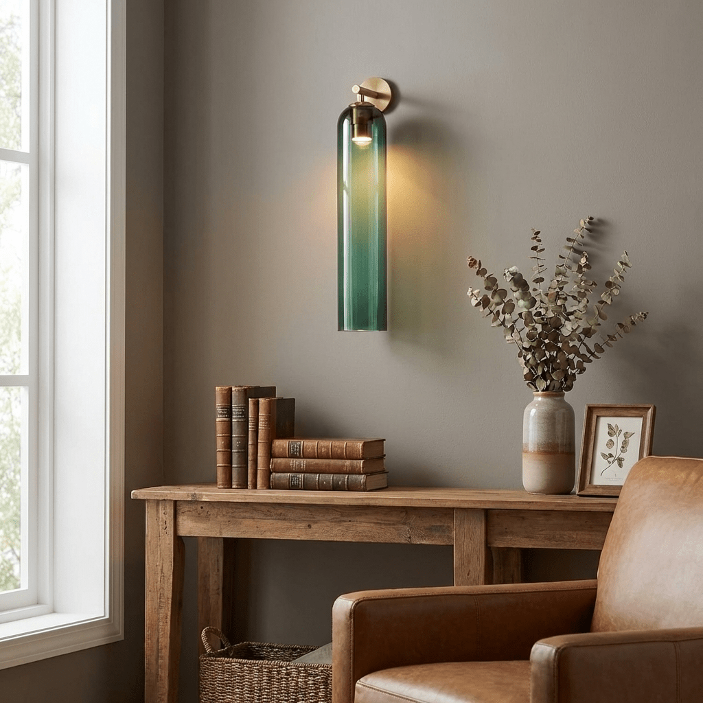 Wall Sconce Clear Glass Brass Cylinder | Modern