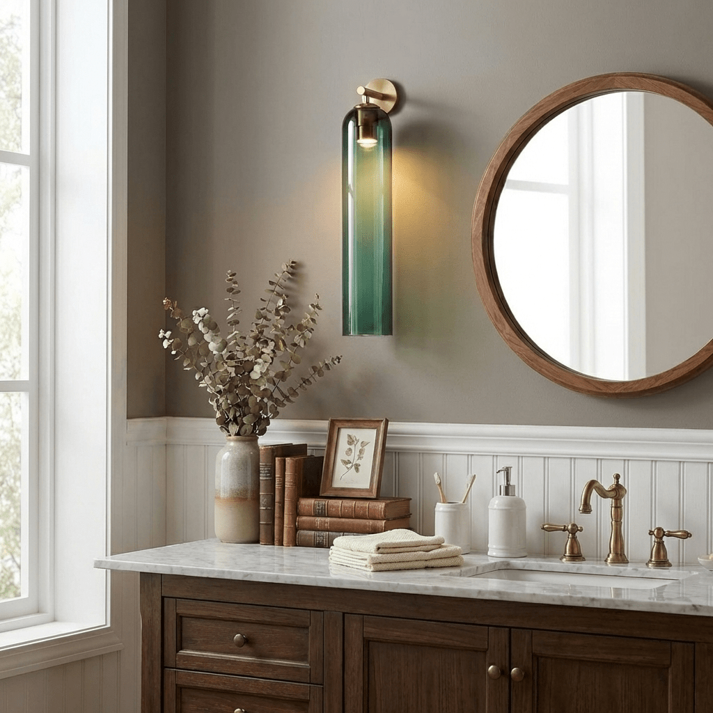 Wall Sconce Clear Glass Brass Cylinder | Modern