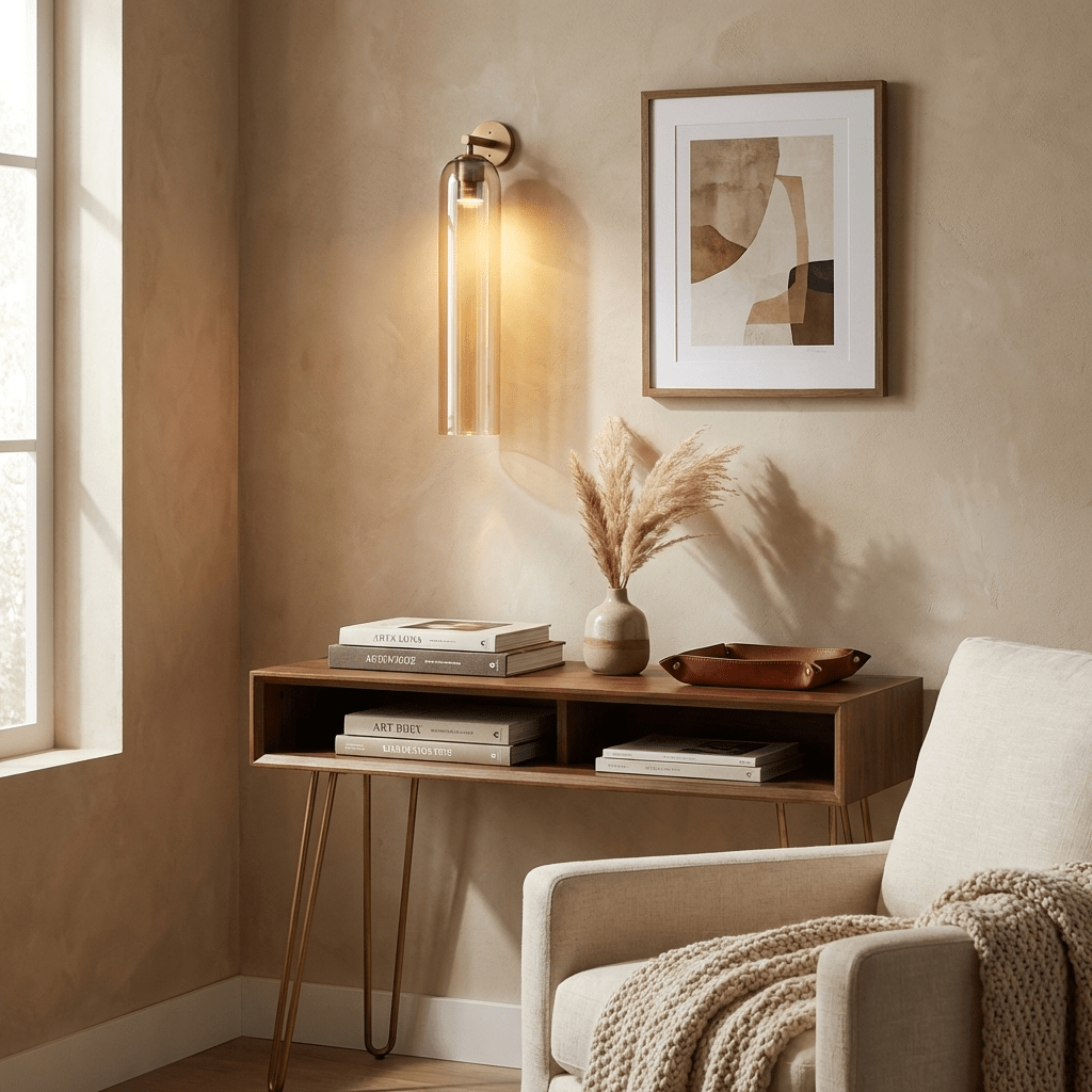 Wall Sconce Clear Glass Brass Cylinder | Modern