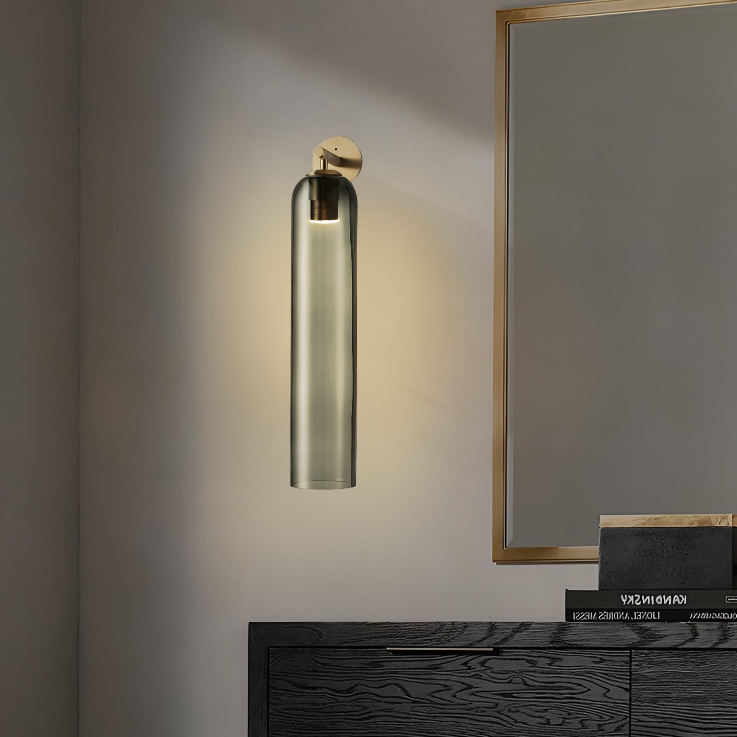 Wall Sconce Clear Glass Brass Cylinder | Modern