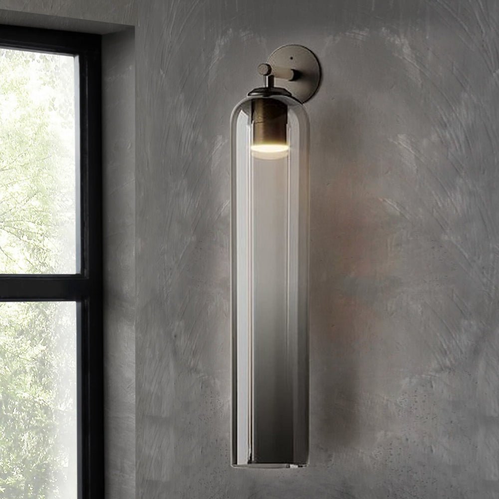 Wall Sconce Clear Glass Brass Cylinder | Modern