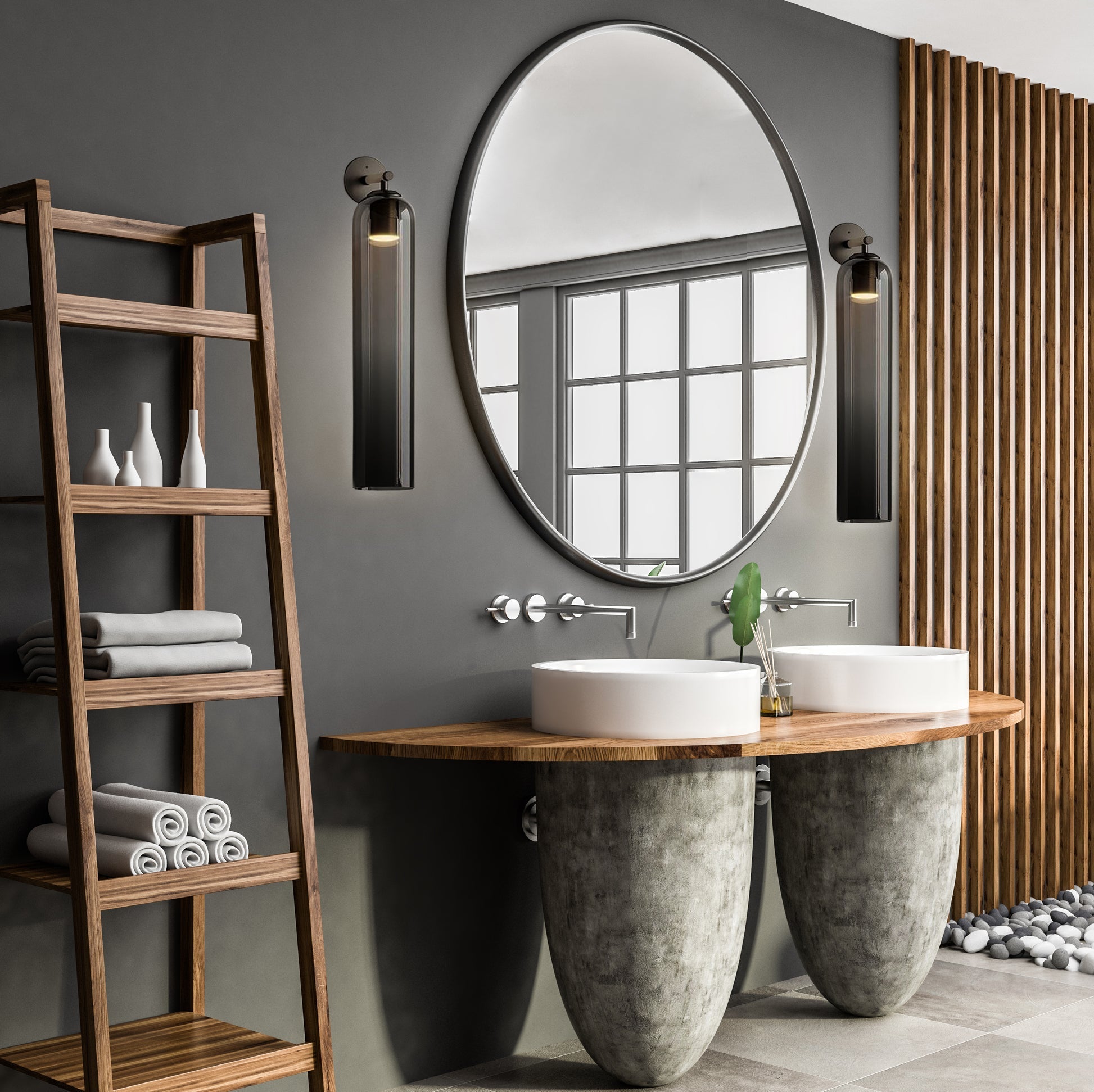 Wall Sconce Clear Glass Brass Cylinder | Modern