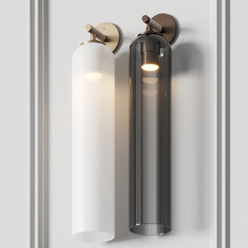 Wall Sconce Clear Glass Brass Cylinder | Modern