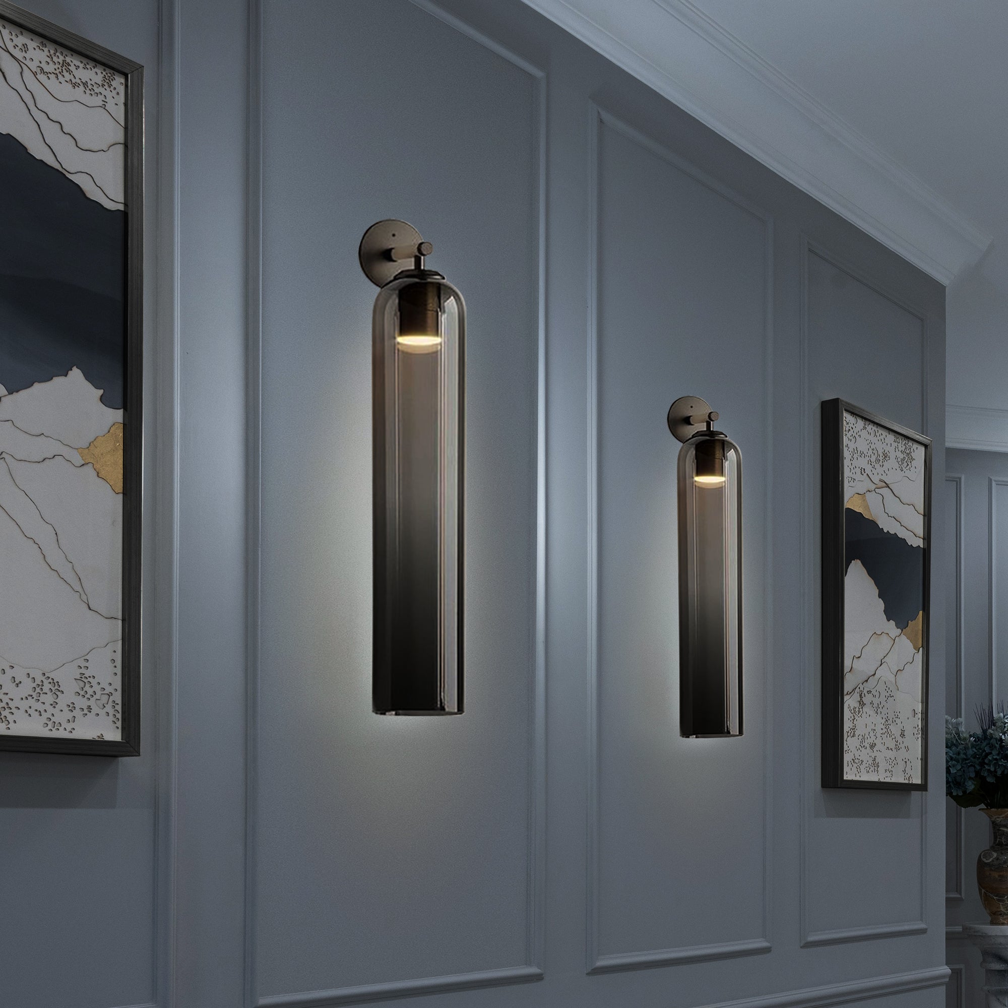 Wall Sconce Clear Glass Brass Cylinder | Modern