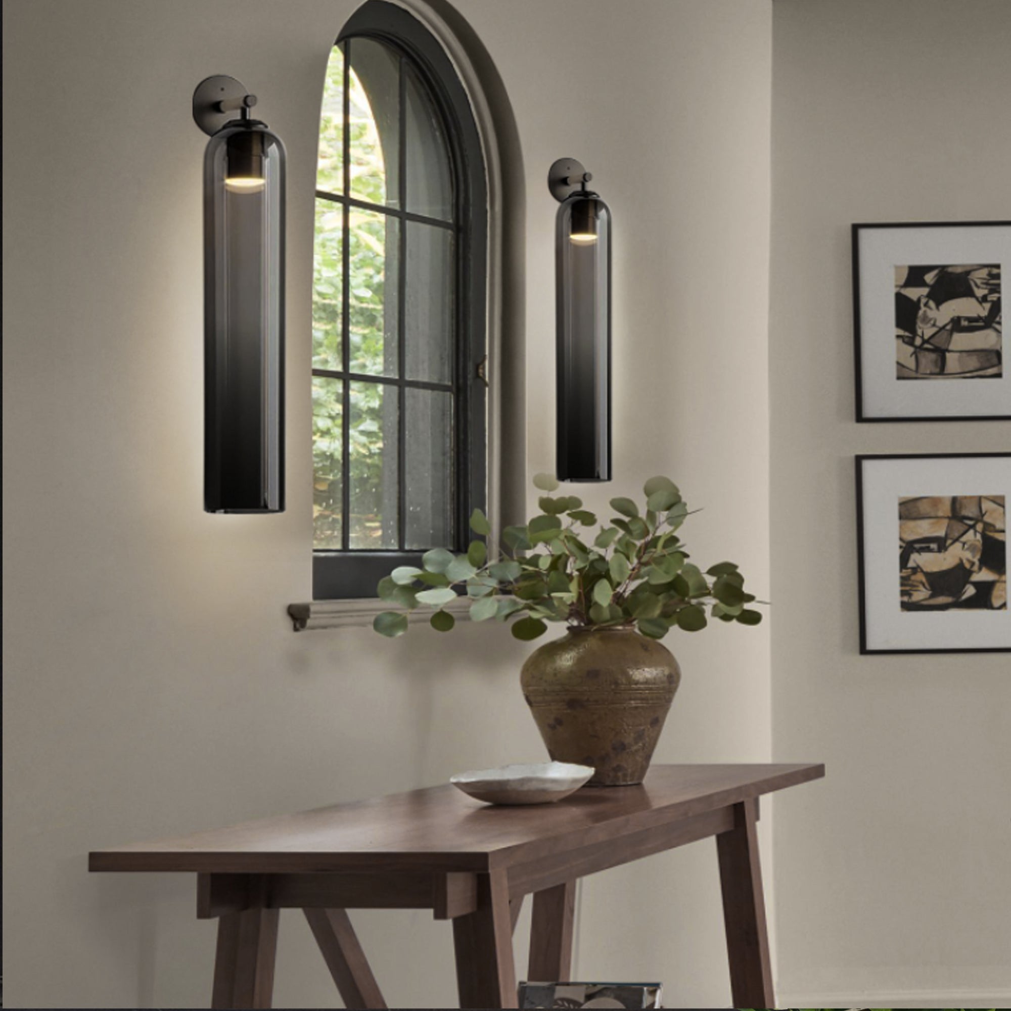 Wall Sconce Clear Glass Brass Cylinder | Modern