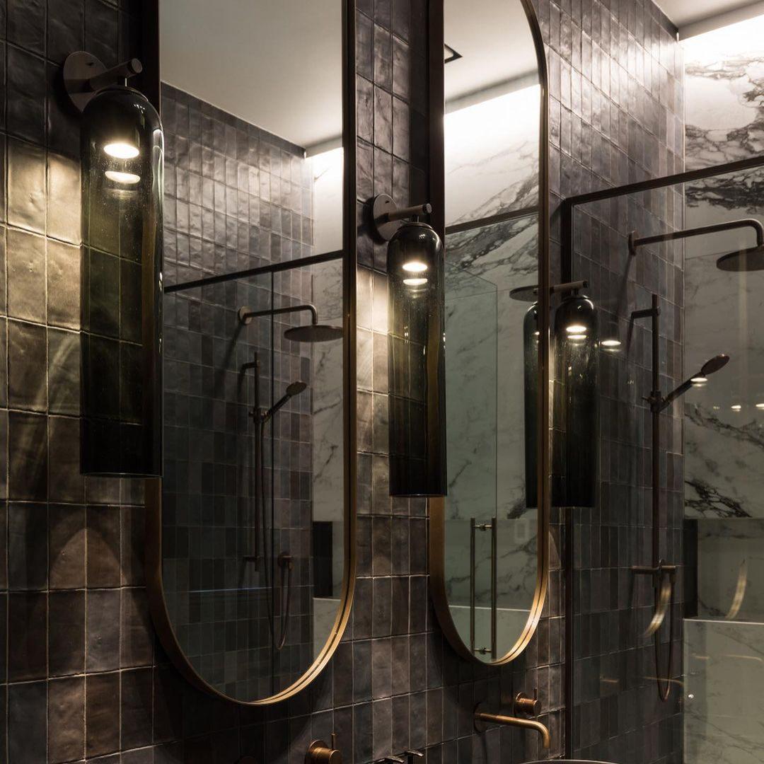 Wall Sconce Clear Glass Brass Cylinder | Modern
