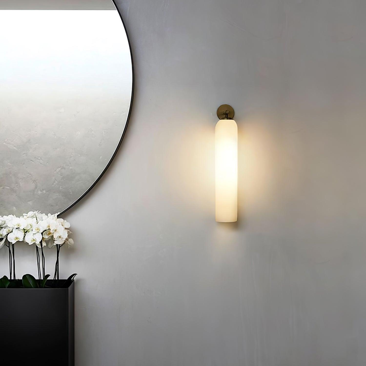 Wall Sconce Clear Glass Brass Cylinder | Modern