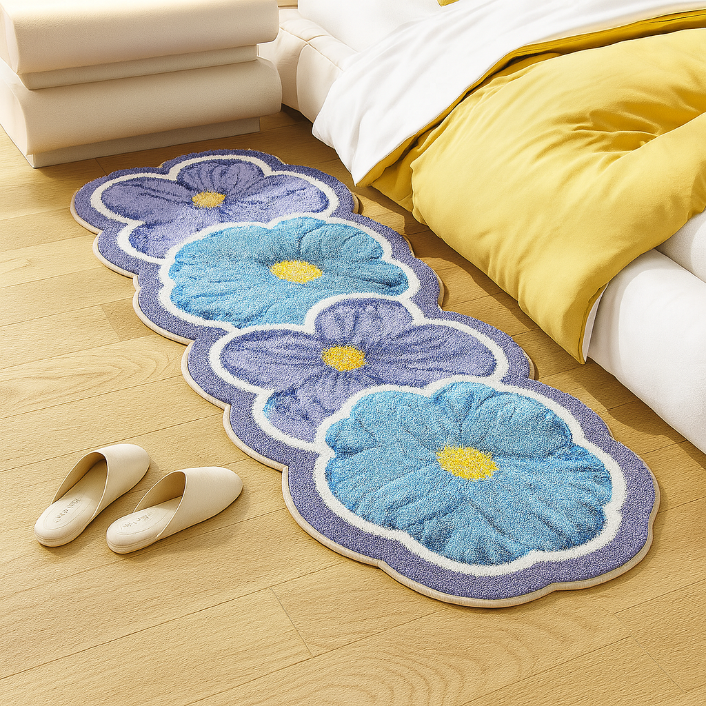 Bedroom Rug Floral Runner Fluffy | Washable